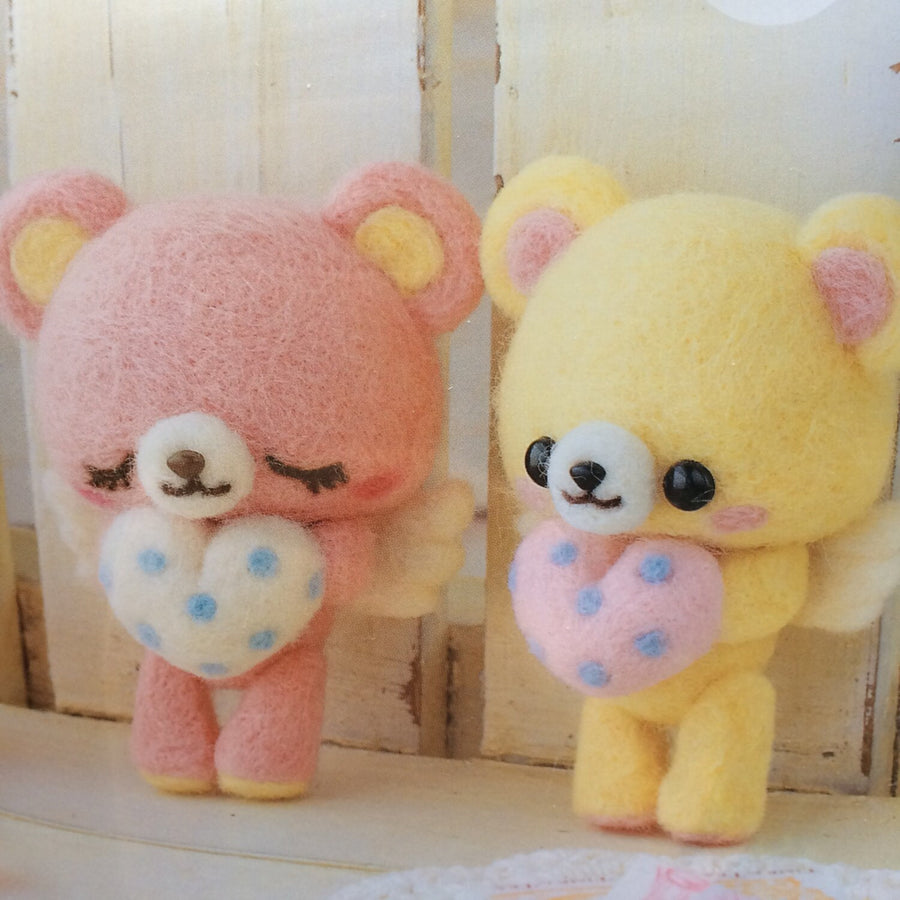Japanese Hamanaka Needle Felting Kit - Bears with Hearts (English translation included)