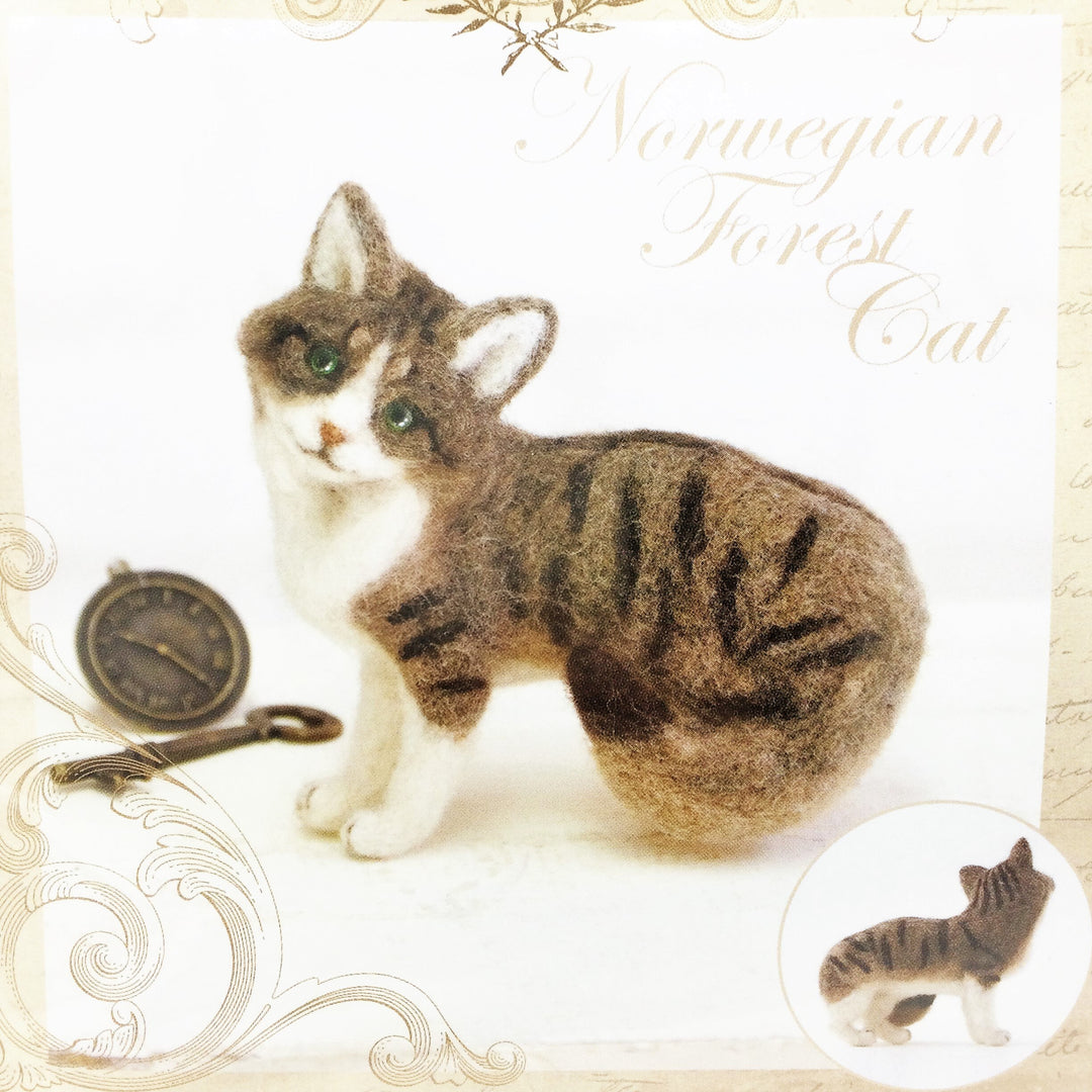 Japanese Hamanaka Needle Felting Kit - Norwegian Forest Cat (English translation included)