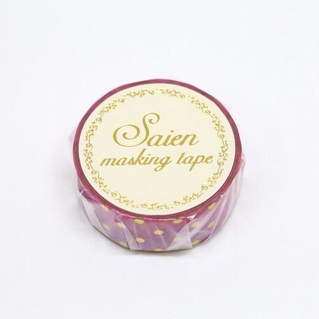 Kamiiso SAIEN Washi Tape - Pink with Polka Dots (Made in Japan)