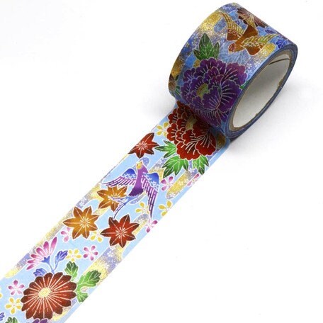 Kamiiso Monde Clear Decorative Tape Gold Floral Pattern made in
