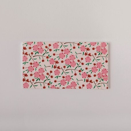 Shogado Watoji Yuzen Memo Pad - Pink Floral #5 (Made in Kyoto, Japan)