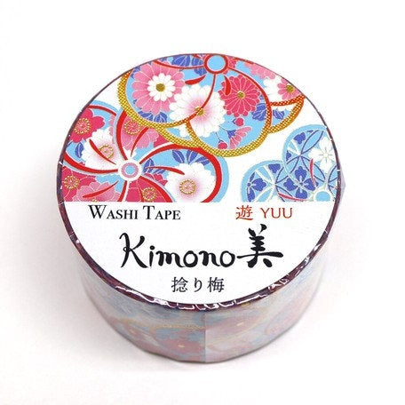 Kamiiso Yuzen Washi Tape - Kimono "Yuu" Series - Ume Blossom  (Made in Japan)