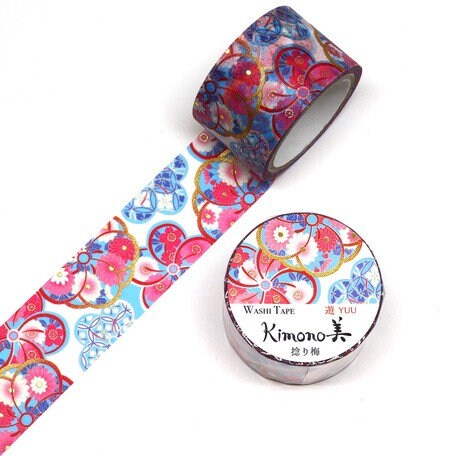 Kamiiso Yuzen Washi Tape - Kimono "Yuu" Series - Ume Blossom  (Made in Japan)