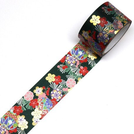 Kamiiso Yuzen Washi Tape - Kimono "Yuu" Series - Ume Temari  (Made in Japan)