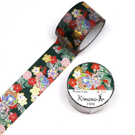 Kamiiso Yuzen Washi Tape - Kimono "Yuu" Series - Ume Temari  (Made in Japan)