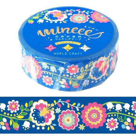 World Craft Washi Tape - Mineees - "Blue Floral"