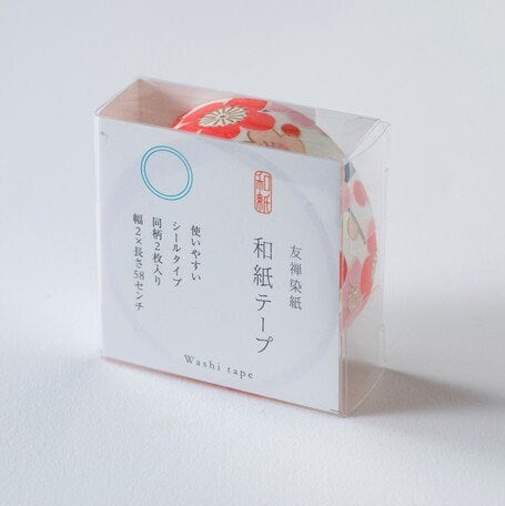 Yuzen Washi Tape - Pink / White / Red Floral #33 (Made in Kyoto, Japan)