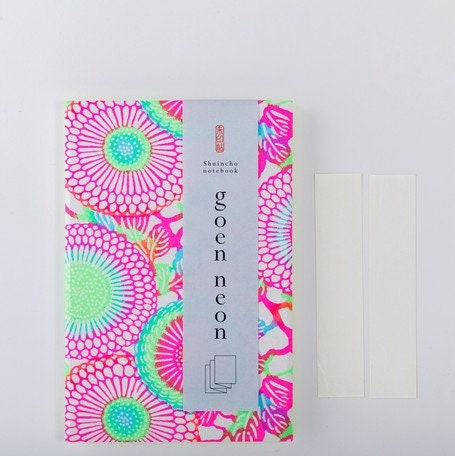 Shogado Yuzen Folding Stampbook - Shuincho Goen "Neon" Series - Pink #4 (Made in Kyoto, Japan)