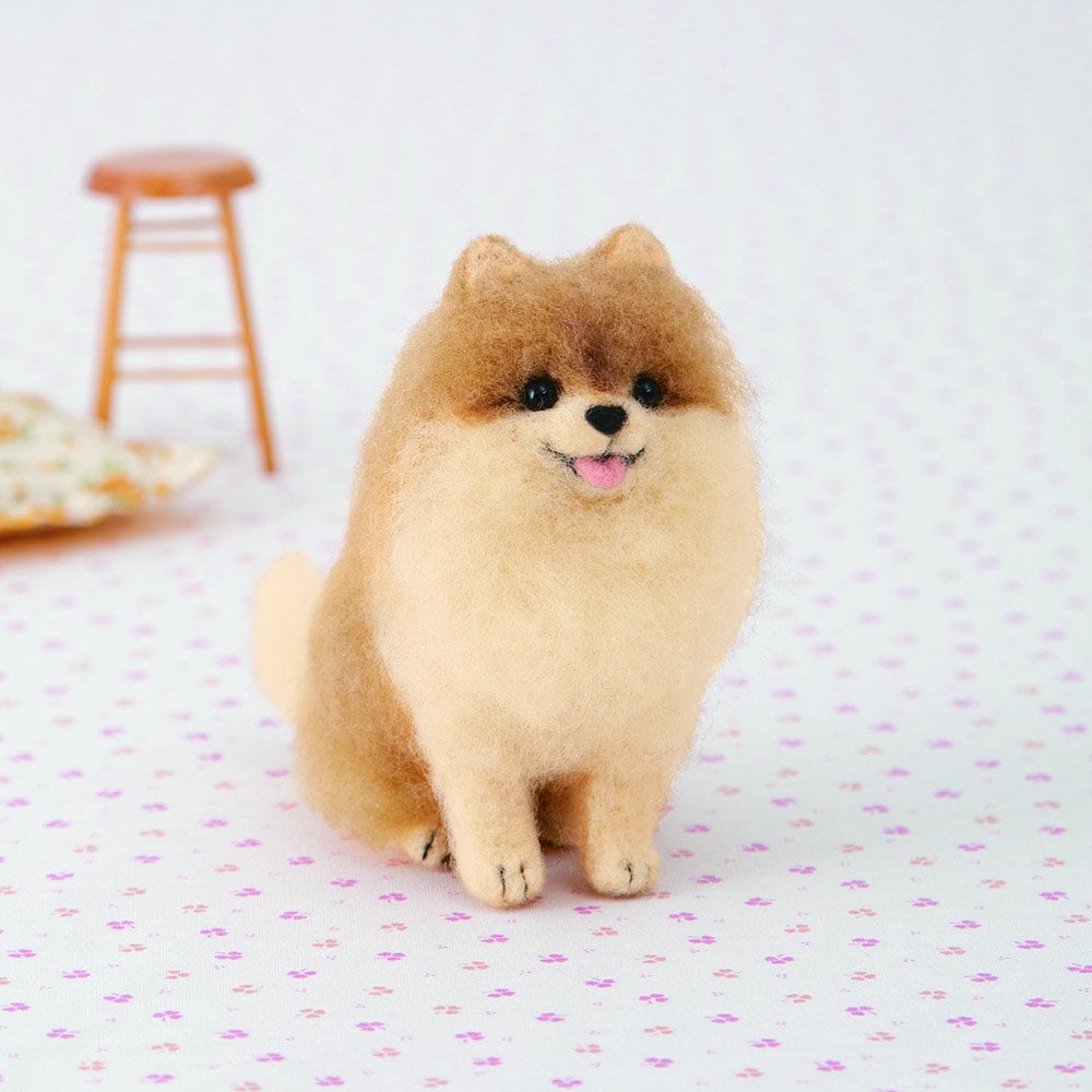 Japanese Hamanaka Aclaine Acrylic Fibre Needle Felting Kit - Pomeranian (English translation included / video tutorial)