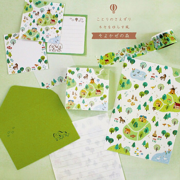 Mind Wave Letter Writing Set - Soyokaze no Mori - Forest in Spring Breeze