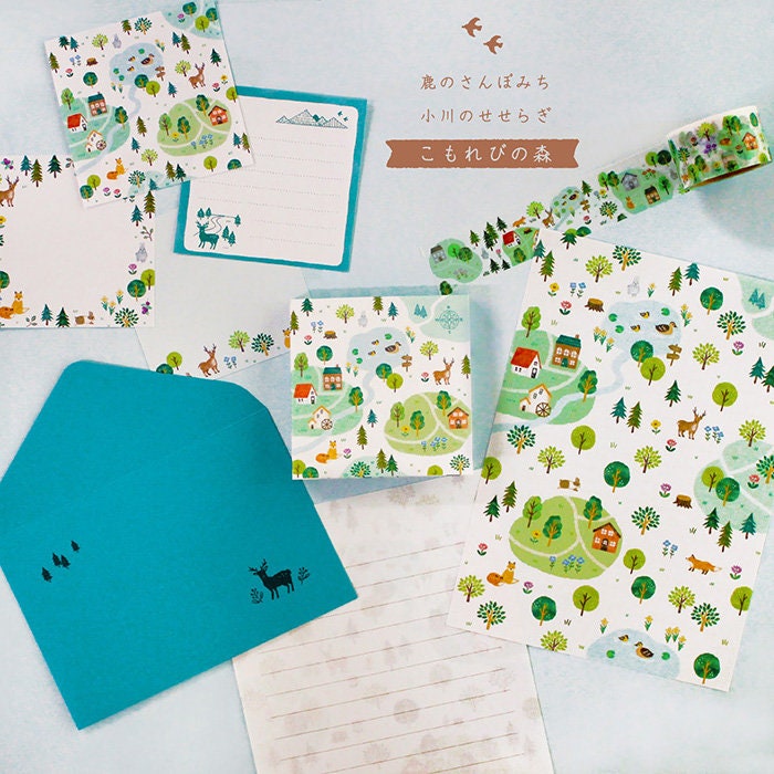 Mind Wave Letter Writing Set - Komorebi-no-Mori - Forest in Summer Sunlight