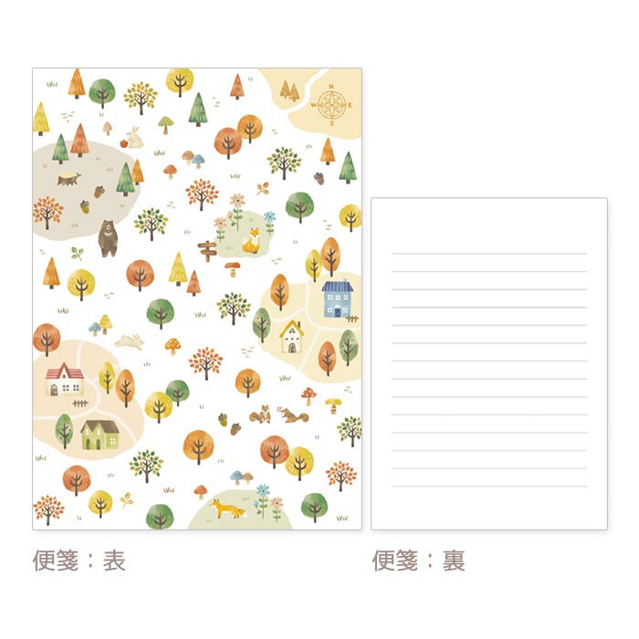 Mind Wave Letter Writing Set - Minori-no-Mori - Forest in Autumn