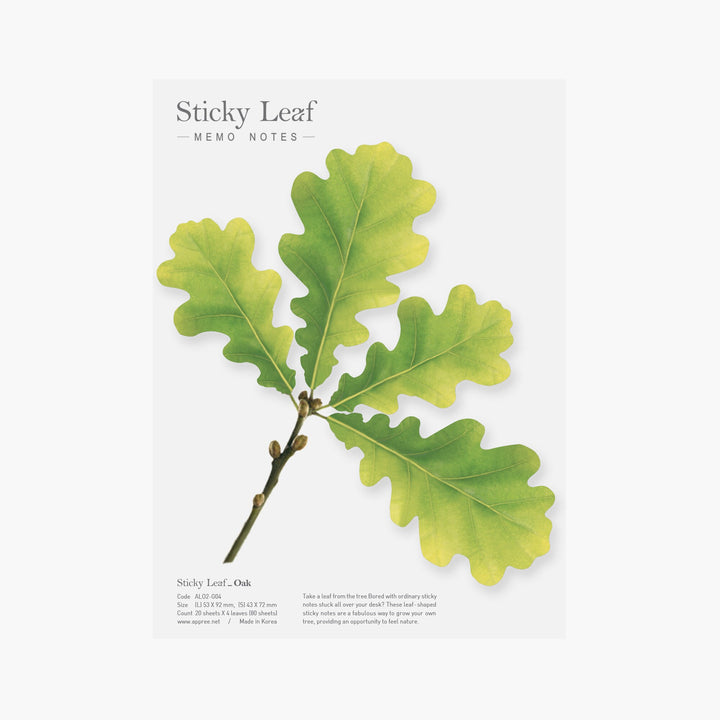 Appree Korea - Sticky Notes - Green Oak Leaf (Large Pack)