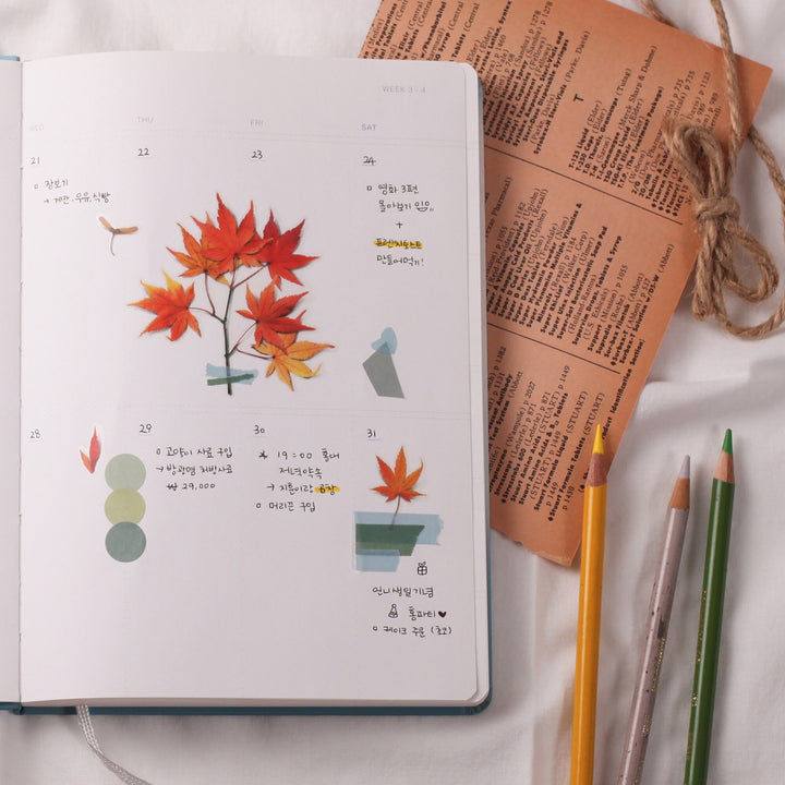 Appree Korea - Pressed Flower Stickers - Red Maple Leaf