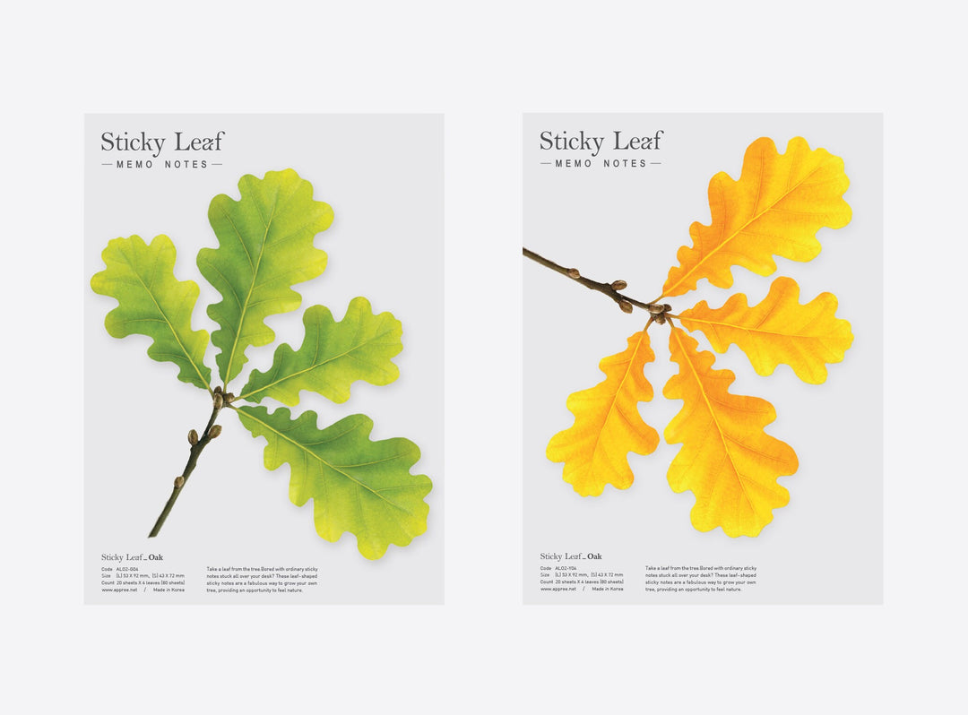Appree Korea - Sticky Notes - Green Oak Leaf (Large Pack)