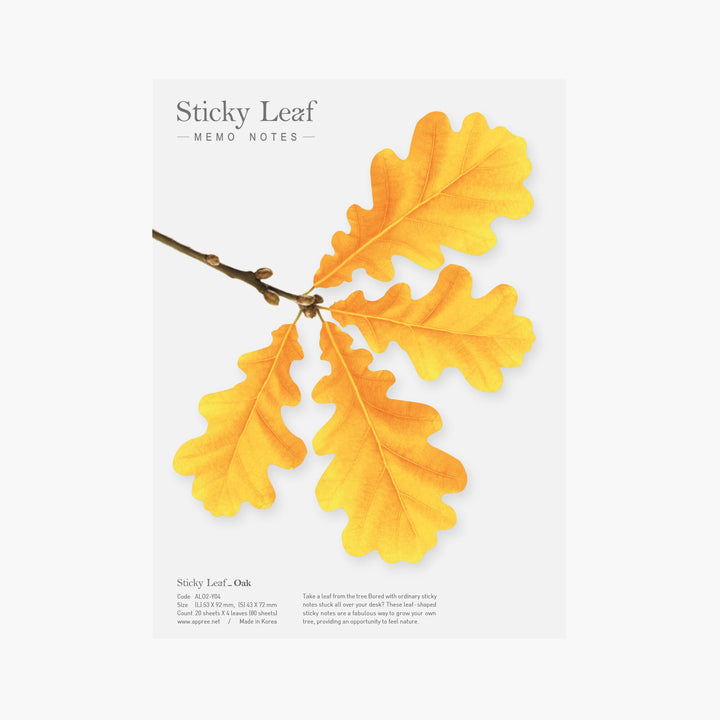 Appree Korea - Sticky Notes - Autumn Oak Leaf (Large Pack)