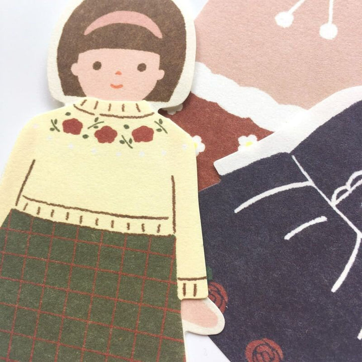 Furukawa Paper Works - Kisakae Letter Set - Dress up Girl - Floral Style
