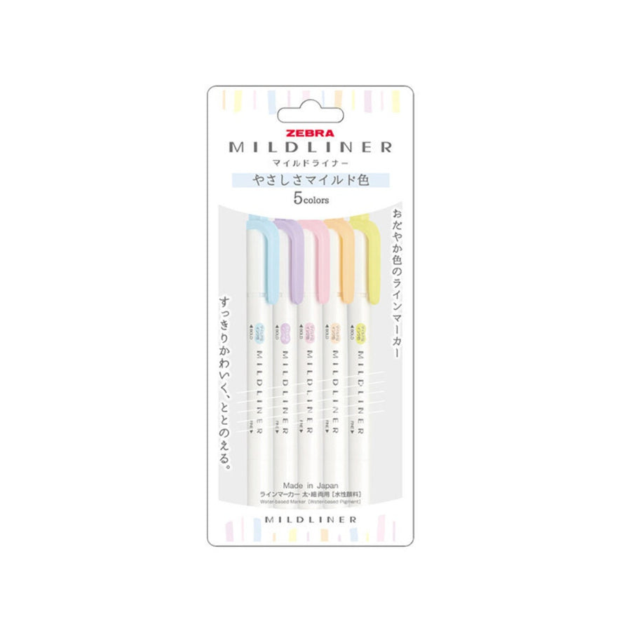 Zebra Mildliner - Set of 5 Colours - Pastel