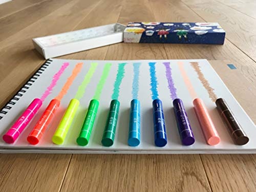 Kokuyo Neon Crayons - 10 Colour Set - Glows under UV Light!